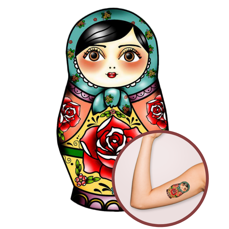 Tatouage Poupée Russe Colorée