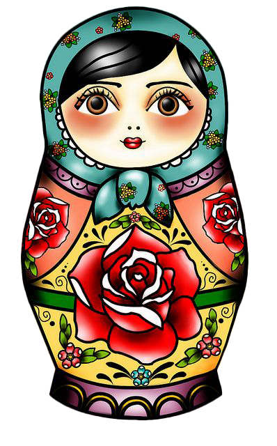 Tatouage Poupée Russe Colorée