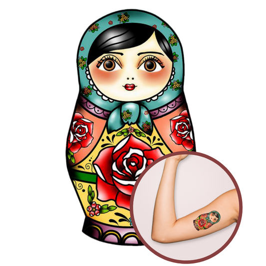 Tatouage Poupée Russe Colorée