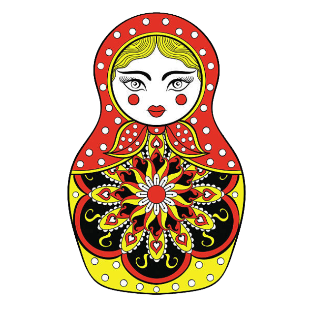 Tatouage Poupée Russe Rouge Et Jaune - Style Unique