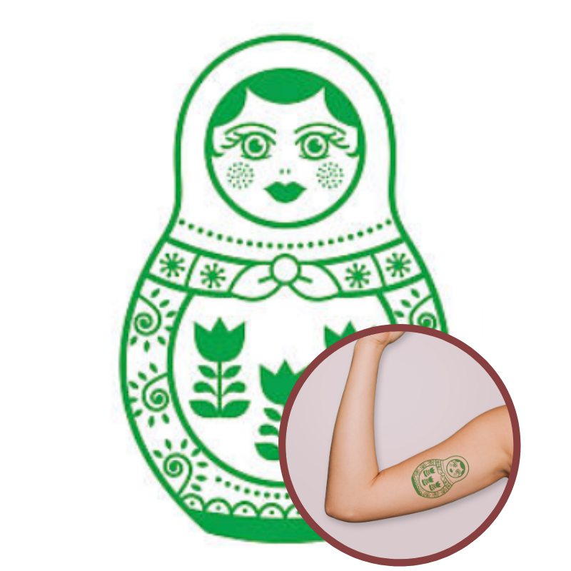 Design Vert - Tatouage Poupée Russe