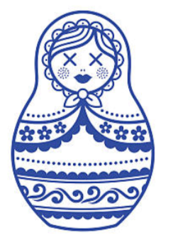 Design Bleu - Tatouage Poupée Russe