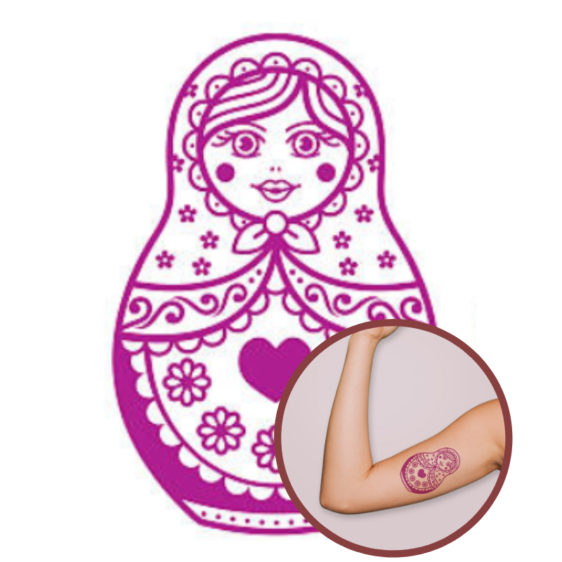 Tatouage Poupée Russe Design Violet - Découvrez notre style unique !