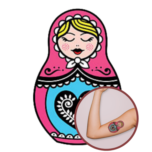Tatouage Poupée Russe Rose Traditionnelle