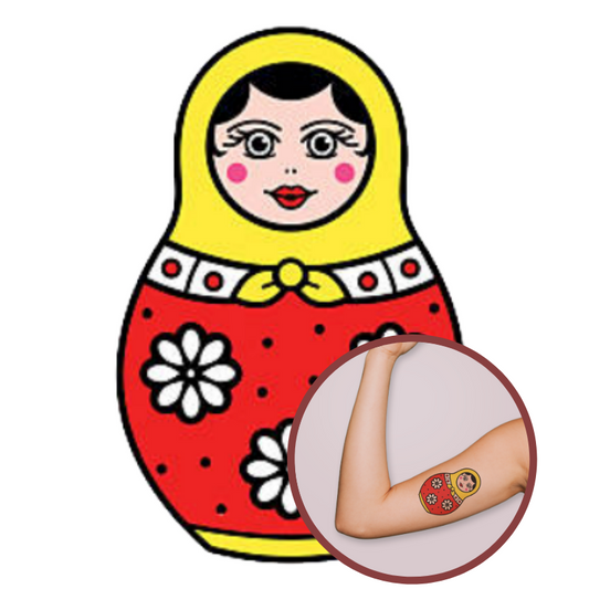 Tatouages Poupée Russe Traditionnelle Bicolore - Collection Matryoshka