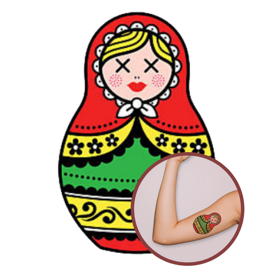 Tatouage Poupée Russe Multicolore Traditionnelle