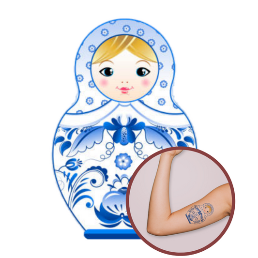 Tatouage Poupée Russe Bleue - Artisanat et Originalité