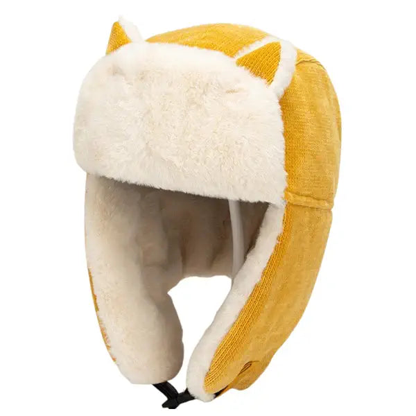 CHAPKA FEMME JAUNE ET BLANCHE - Collection Solène