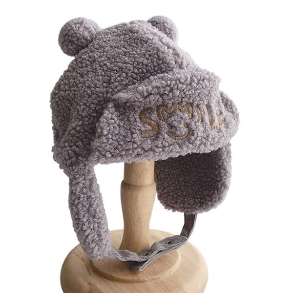 CHAPKA ENFANT GRISE AVEC POMPON