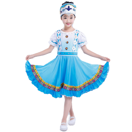 Déguisement Matriochka Bleu Traditionnel pour Fille