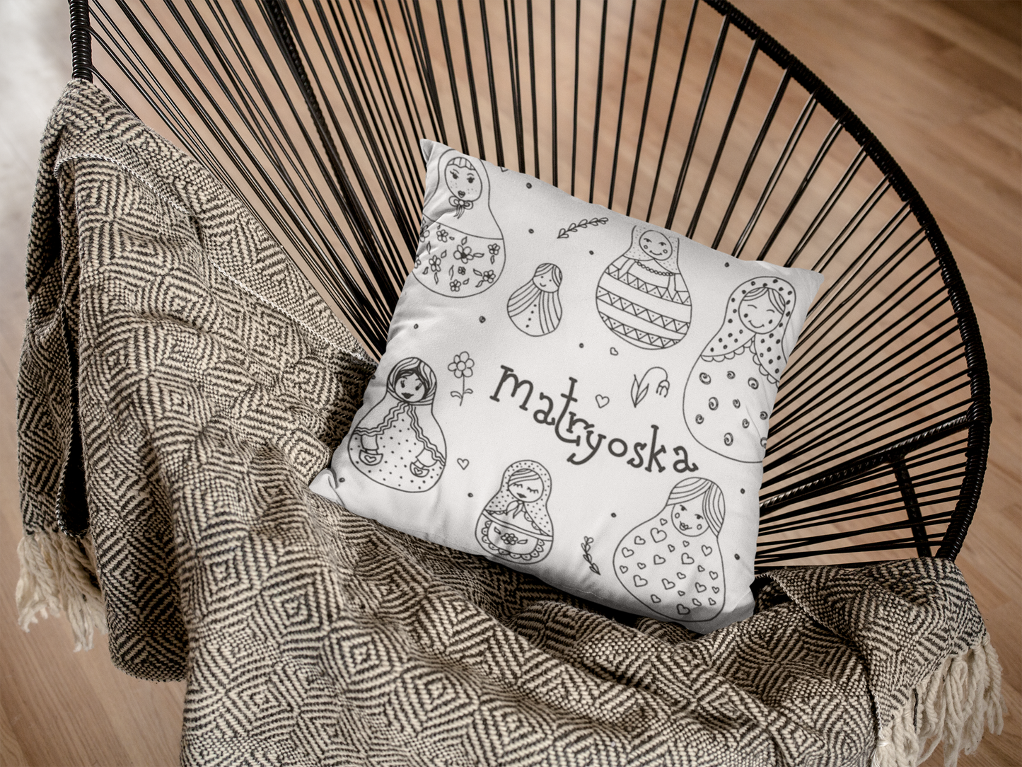 Coussin Matriochka Black & White