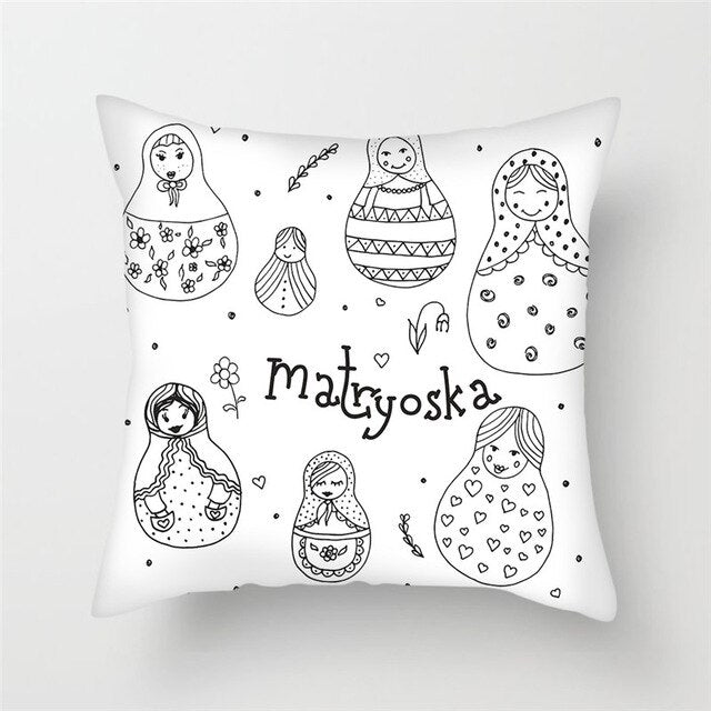 Coussin Matriochka Black & White